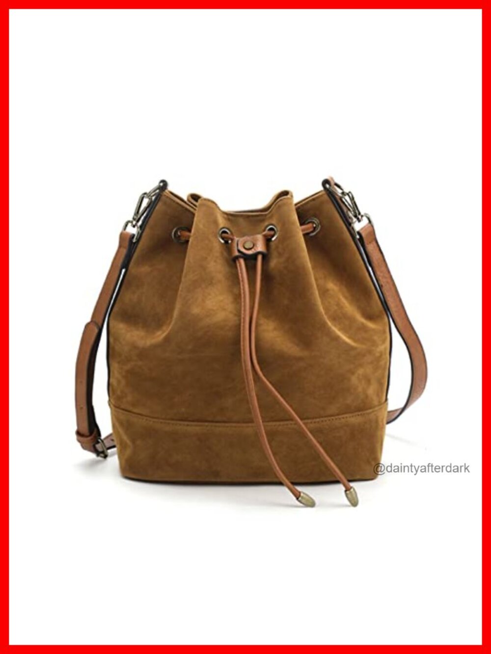 Vegan Suede Bucket Bag Crossbody & Shoulder Purse for Women Two Straps